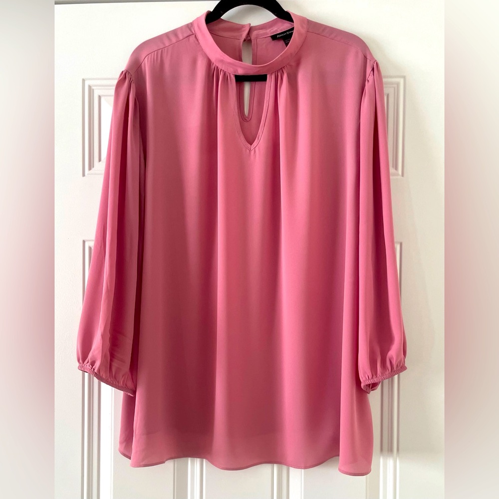 Ashley Stewart Pink 3/4 Sleeve Cut Out Blouse